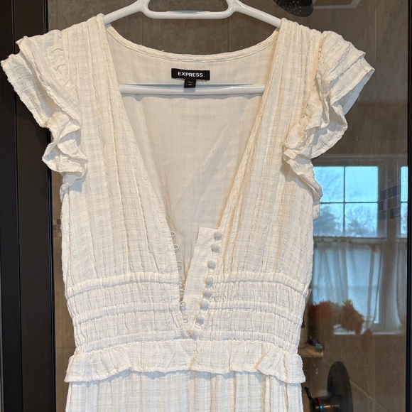 Express Cream Ruffled Maxi Dress - Picture 3 of 5